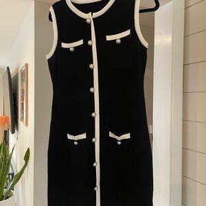 Classic Black & White Sleeveless sweater Dress